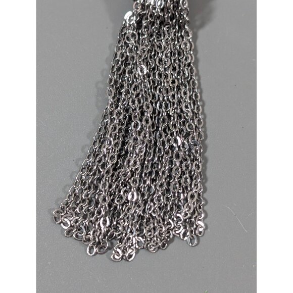 Boho Coastal Chic Abalone Shell Chain Tassel Rhinestone Necklace Long 32" - Picture 4 of 10